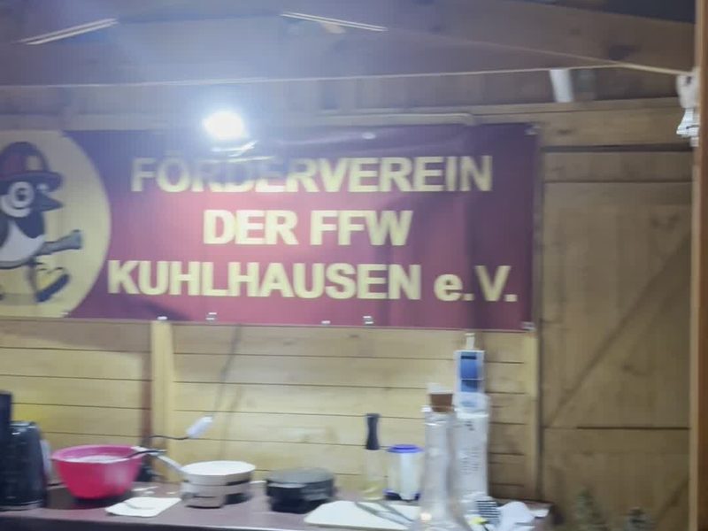 Interior of a wooden stall at the Christmas market