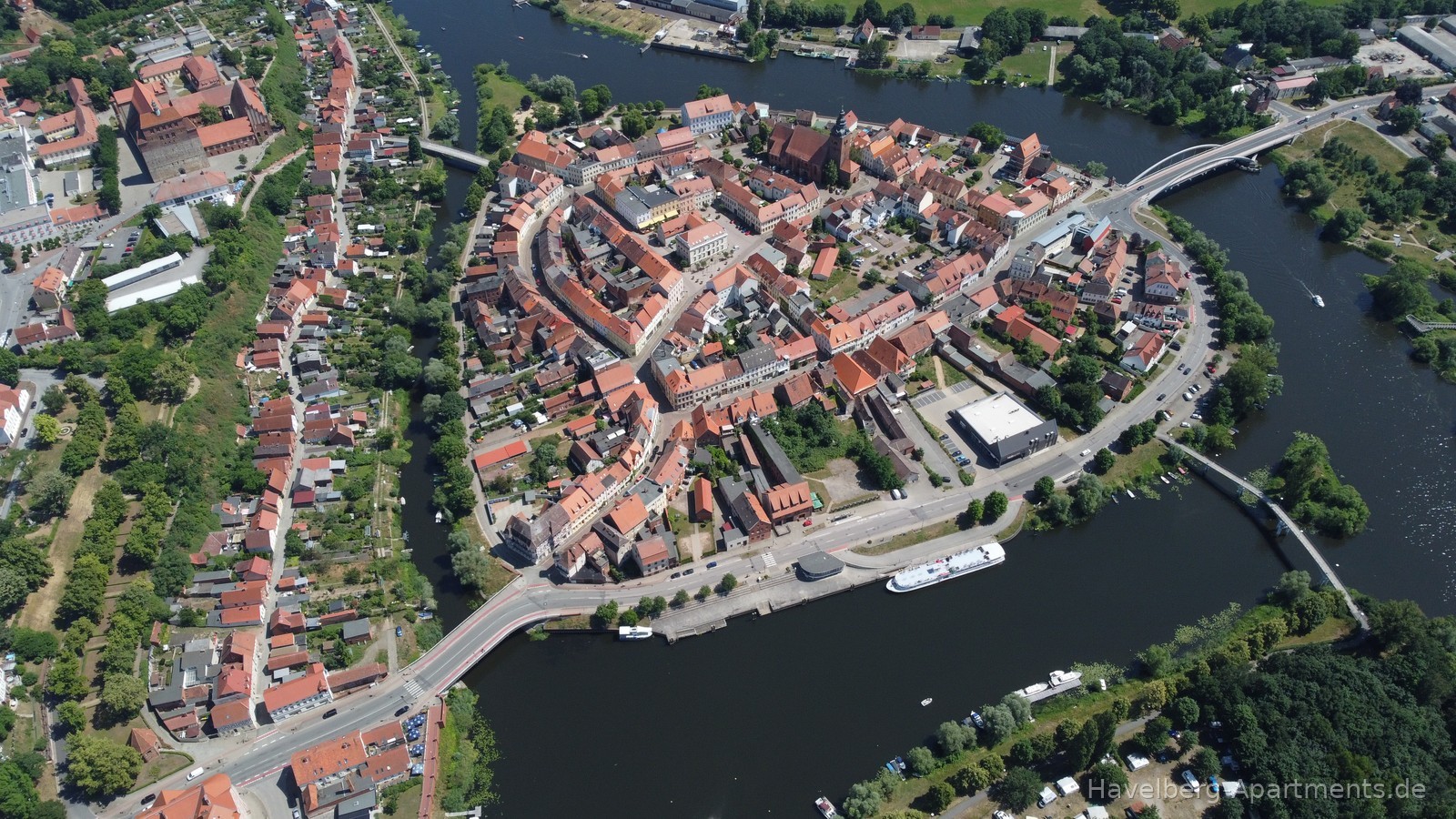 Luftaufnahme Stadtinsel Havelberg, Aufnahme Havelberg Geheimtipp